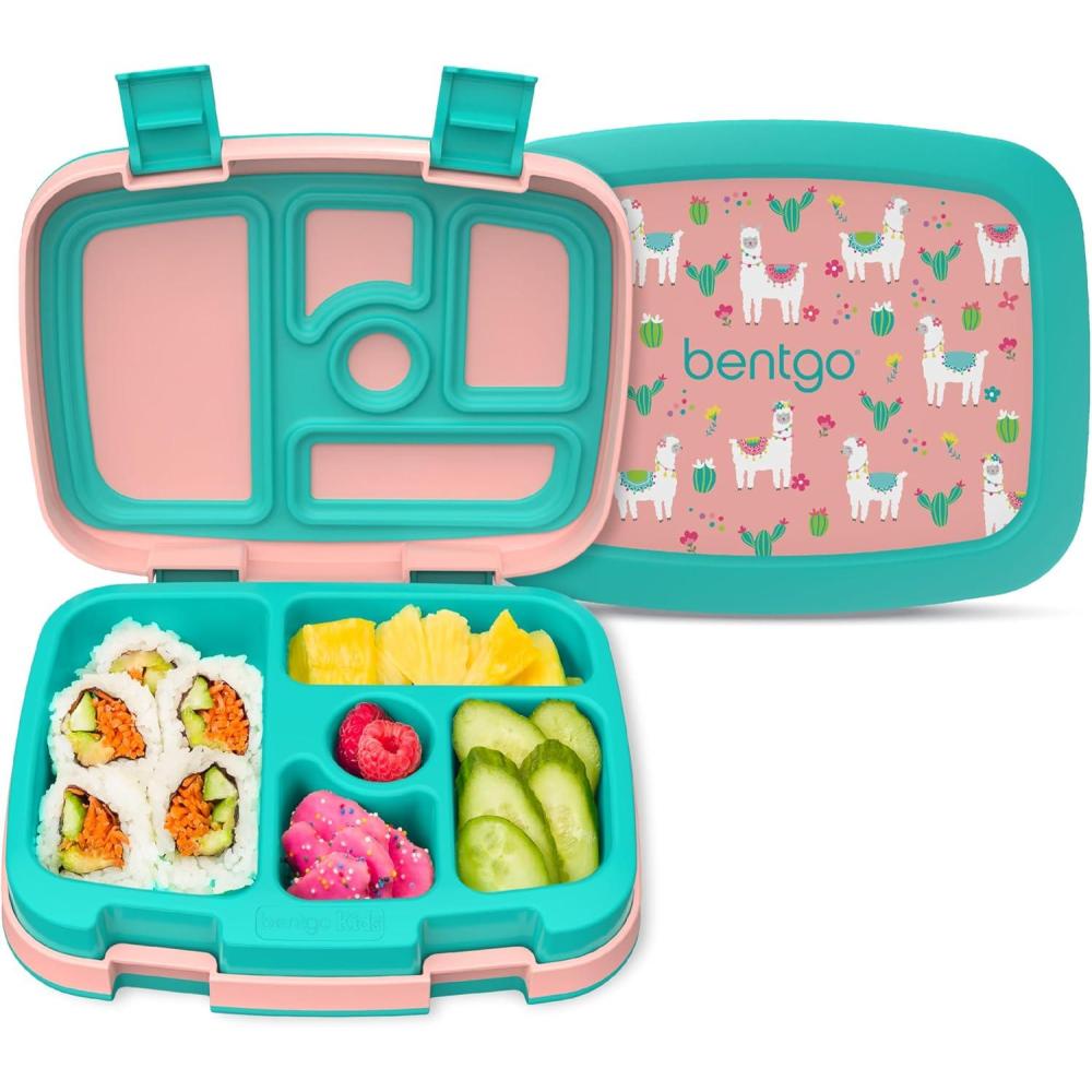 imageBentgo Kids 5Compartment LeakProof BentoStyle Lunch Box Whimsy ampamp Wonder Collection  Ideal for Ages 37 DropProof ampamp Durable Dishwasher Safe ampamp PFAS ampamp BPAFree Materials WavyLlamas