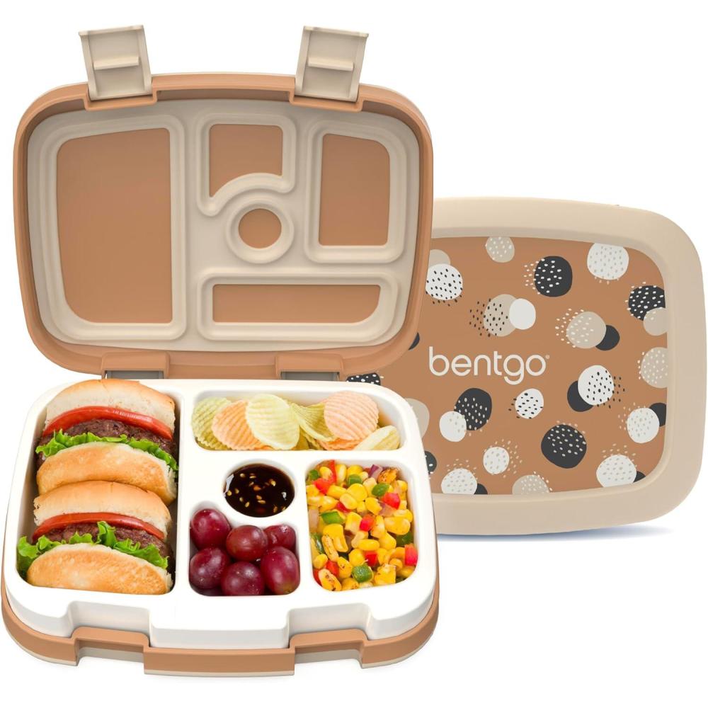 imageBentgo Kids 5Compartment LeakProof BentoStyle Lunch Box Whimsy ampamp Wonder Collection  Ideal for Ages 37 DropProof ampamp Durable Dishwasher Safe ampamp PFAS ampamp BPAFree Materials WavySpots  Dots