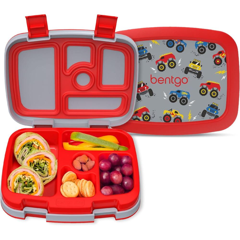 imageBentgo Kids 5Compartment LeakProof BentoStyle Lunch Box Whimsy ampamp Wonder Collection  Ideal for Ages 37 DropProof ampamp Durable Dishwasher Safe ampamp PFAS ampamp BPAFree Materials WavyTrucks