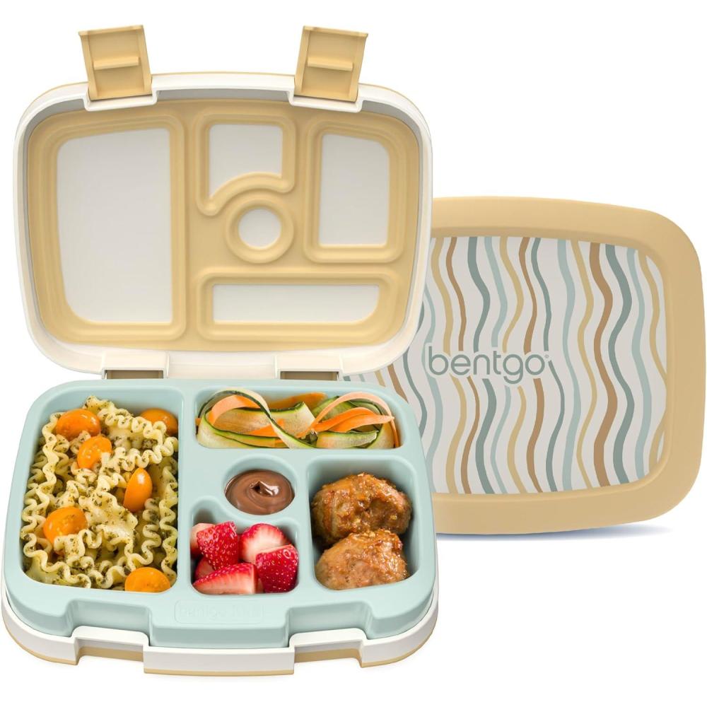 imageBentgo Kids 5Compartment LeakProof BentoStyle Lunch Box Whimsy ampamp Wonder Collection  Ideal for Ages 37 DropProof ampamp Durable Dishwasher Safe ampamp PFAS ampamp BPAFree Materials WavyWavy