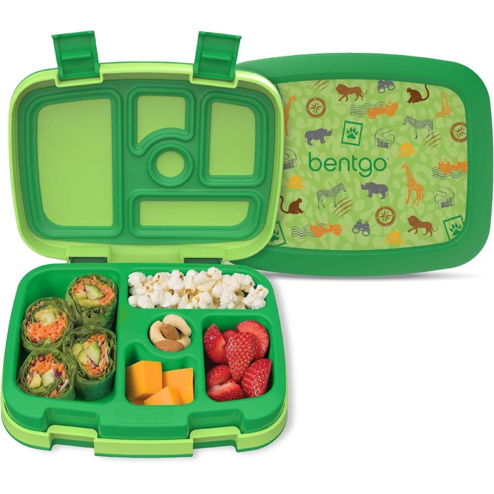 imageBentgo Kids 5Compartment LeakProof BentoStyle Lunch Box Whimsy ampamp Wonder Collection  Ideal for Ages 37 DropProof ampamp Durable Dishwasher Safe ampamp PFAS ampamp BPAFree Materials WavySafari