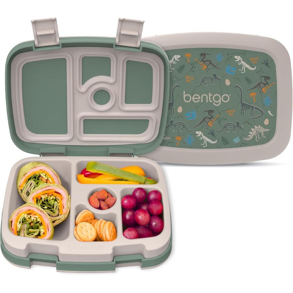 imageBentgo Kids 5Compartment LeakProof BentoStyle Lunch Box Whimsy ampamp Wonder Collection  Ideal for Ages 37 DropProof ampamp Durable Dishwasher Safe ampamp PFAS ampamp BPAFree Materials WavyDino Fossils