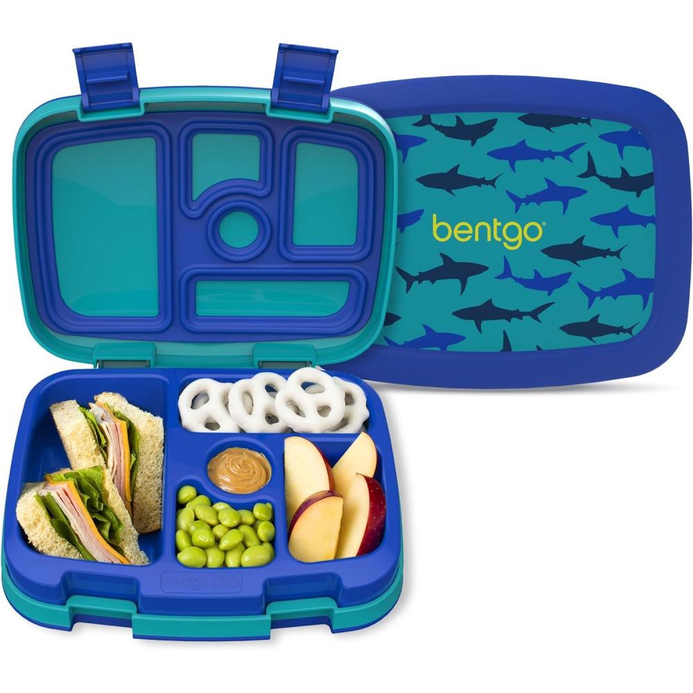 imageBentgo Kids 5Compartment LeakProof BentoStyle Lunch Box Whimsy ampamp Wonder Collection  Ideal for Ages 37 DropProof ampamp Durable Dishwasher Safe ampamp PFAS ampamp BPAFree Materials WavySharks