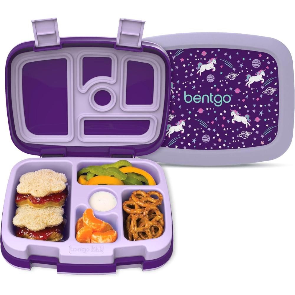 imageBentgo Kids 5Compartment LeakProof BentoStyle Lunch Box Whimsy ampamp Wonder Collection  Ideal for Ages 37 DropProof ampamp Durable Dishwasher Safe ampamp PFAS ampamp BPAFree Materials WavyUnicorn