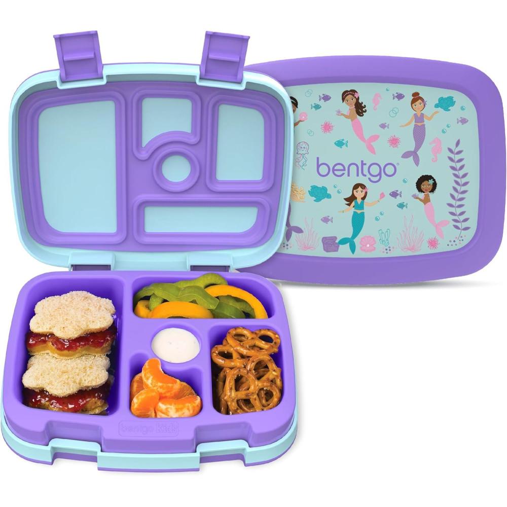 imageBentgo Kids 5Compartment LeakProof BentoStyle Lunch Box Whimsy ampamp Wonder Collection  Ideal for Ages 37 DropProof ampamp Durable Dishwasher Safe ampamp PFAS ampamp BPAFree Materials WavyMermaids in the Sea