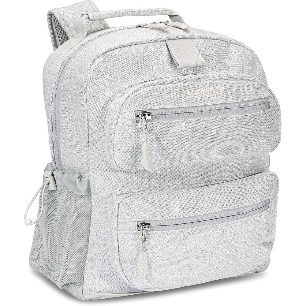 imageBentgo Kids Backpack Whimsy ampamp Wonder Collection  Lightweight 14 for School Travel ampamp Daycare  Ideal for Kids 4 Durable ampamp WaterResistant Roomy Interior Loop for Lunch Bag Checker GradientGlitter Edition  Silver