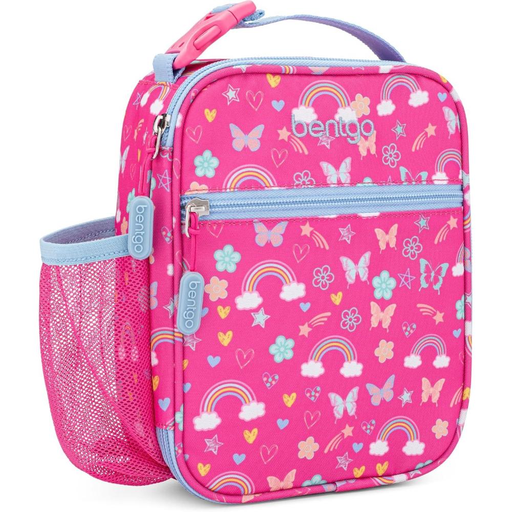 imageBentgo Kids Insulated Lunch Tote  WaterResistant Reusable Lightweight ampamp Durable Lunch Bag with Water Bottle Holder ampamp Mesh Pocket Fits Lunch Box ampamp Water Bottle  Ideal for Ages 3 RainbowRainbow