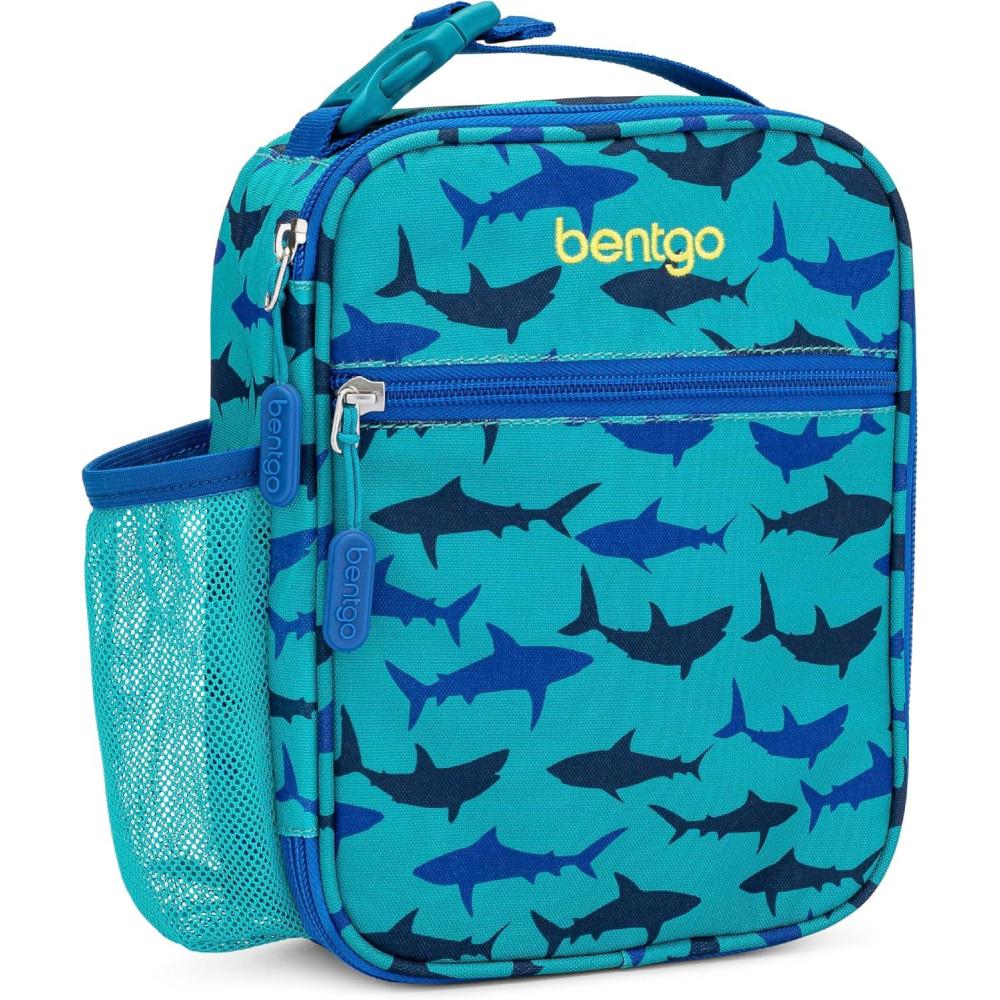 imageBentgo Kids Insulated Lunch Tote  WaterResistant Reusable Lightweight ampamp Durable Lunch Bag with Water Bottle Holder ampamp Mesh Pocket Fits Lunch Box ampamp Water Bottle  Ideal for Ages 3 RainbowSharks