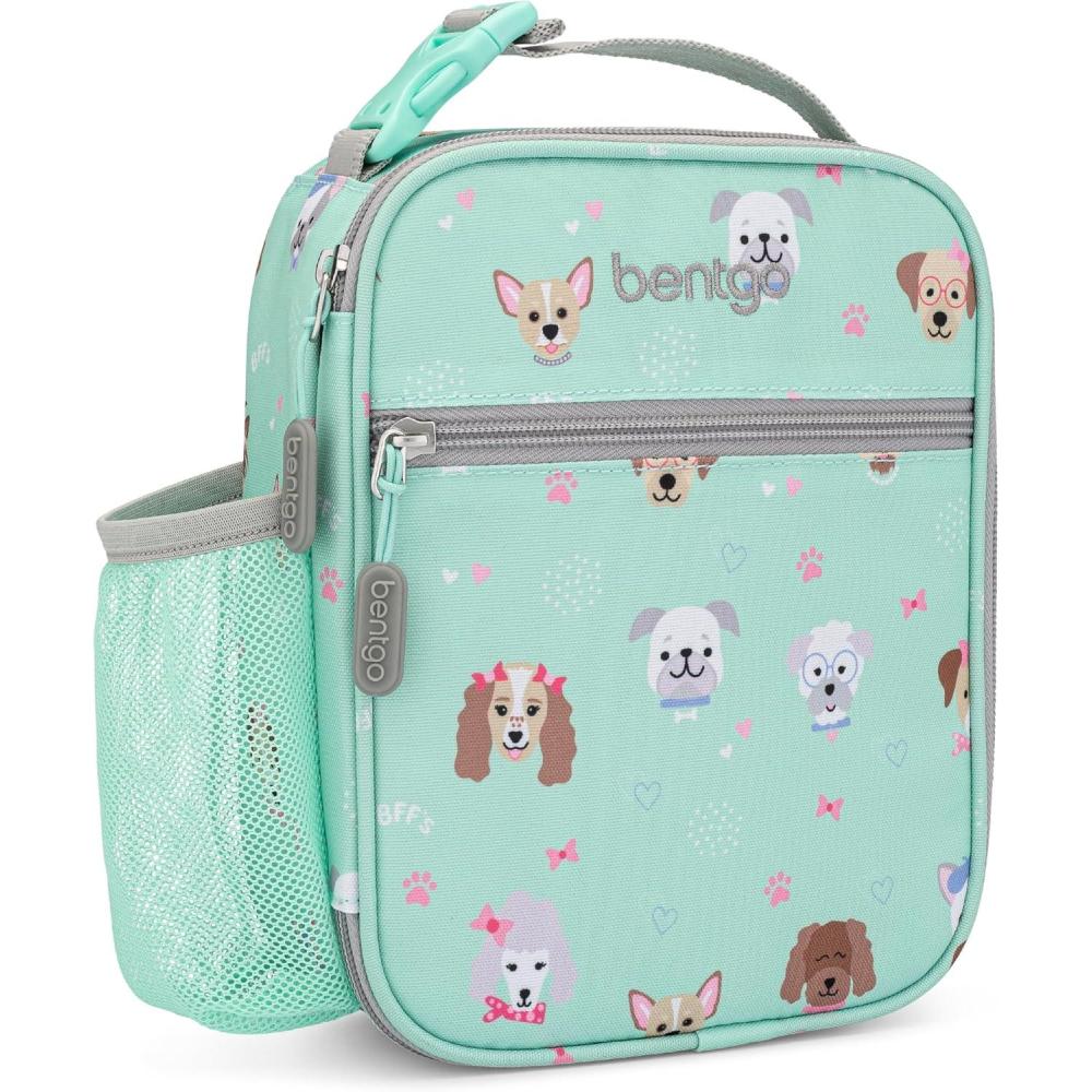 imageBentgo Kids Insulated Lunch Tote  WaterResistant Reusable Lightweight ampamp Durable Lunch Bag with Water Bottle Holder ampamp Mesh Pocket Fits Lunch Box ampamp Water Bottle  Ideal for Ages 3 RainbowPuppy