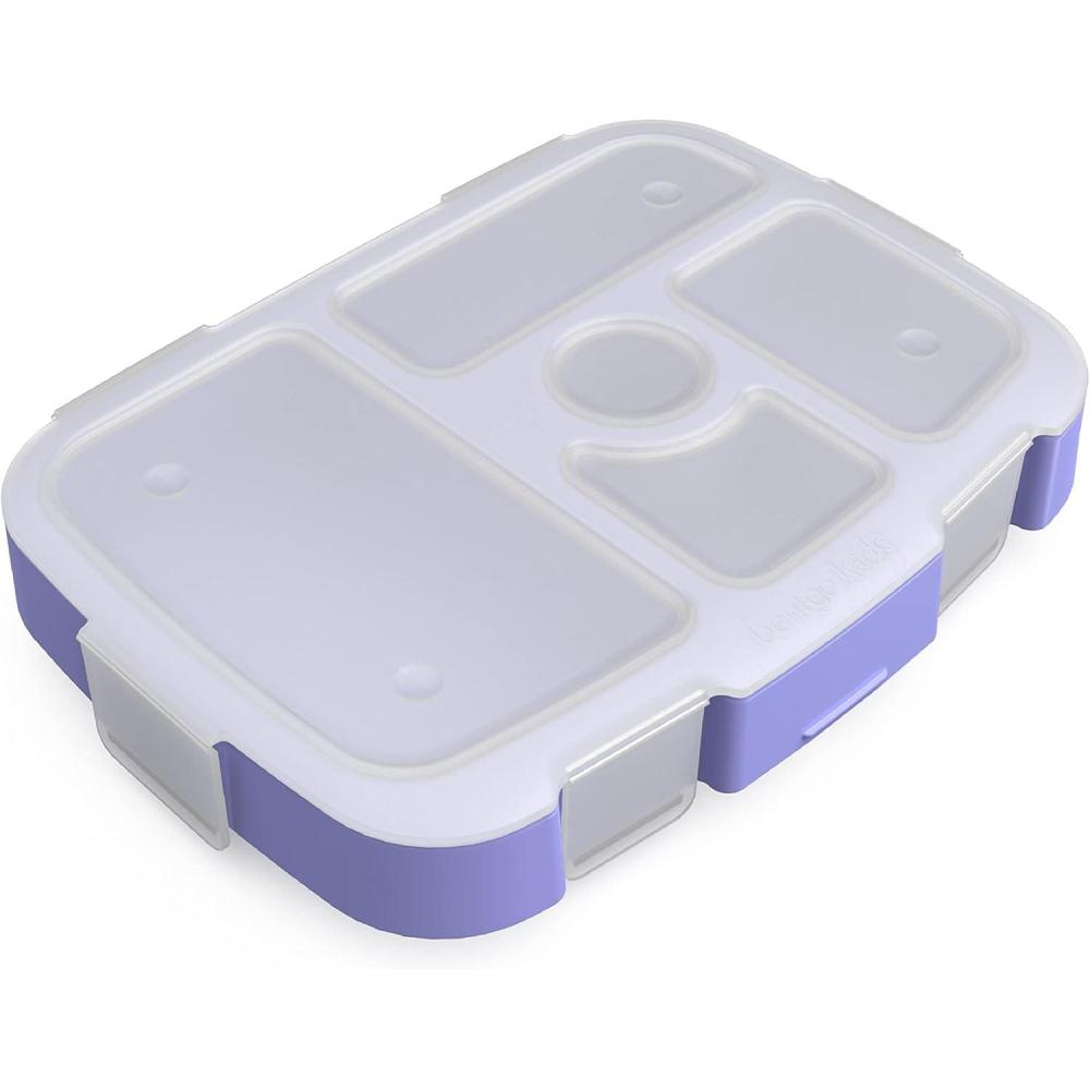 imageBentgo Kids Prints Tray with Transparent Cover  Reusable BPAFree 5Compartment Meal Prep Container with BuiltIn Portion Control for Healthy Meals At Home ampamp On the Go SafariCarousel Unicorns