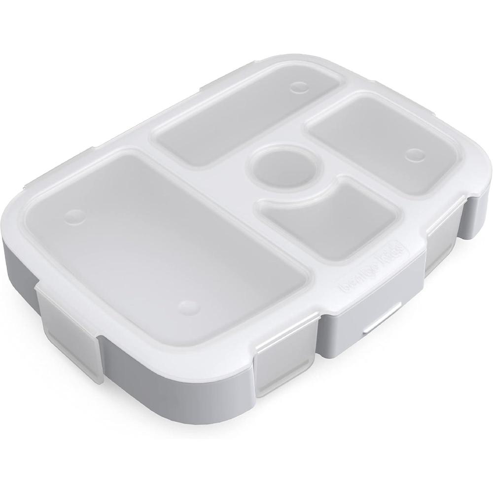 imageBentgo Kids Prints Tray with Transparent Cover  Reusable BPAFree 5Compartment Meal Prep Container with BuiltIn Portion Control for Healthy Meals At Home ampamp On the Go SafariBug Buddies