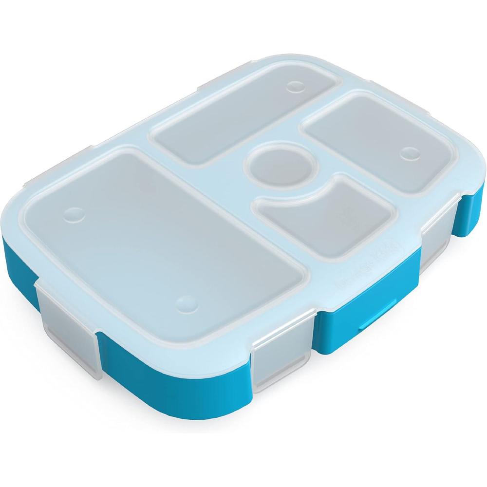 imageBentgo Kids Prints Tray with Transparent Cover  Reusable BPAFree 5Compartment Meal Prep Container with BuiltIn Portion Control for Healthy Meals At Home ampamp On the Go SafariDinosaur