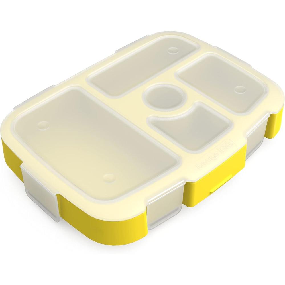 imageBentgo Kids Prints Tray with Transparent Cover  Reusable BPAFree 5Compartment Meal Prep Container with BuiltIn Portion Control for Healthy Meals At Home ampamp On the Go SafariSpace