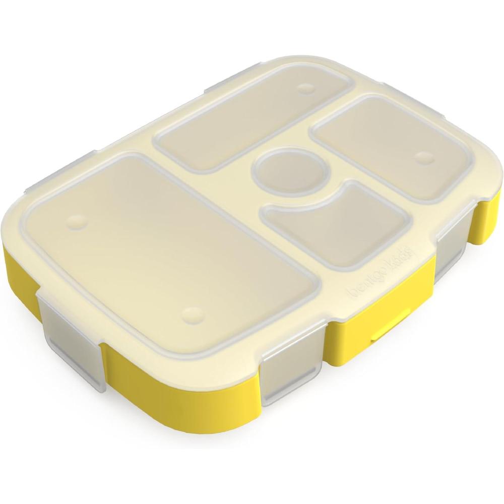 imageBentgo Kids Prints Tray with Transparent Cover  Reusable BPAFree 5Compartment Meal Prep Container with BuiltIn Portion Control for Healthy Meals At Home ampamp On the Go SafariConstruction Trucks