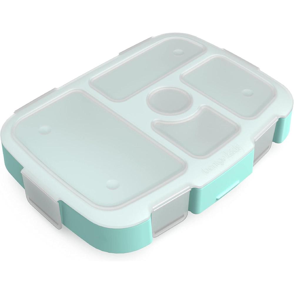 imageBentgo Kids Prints Tray with Transparent Cover  Reusable BPAFree 5Compartment Meal Prep Container with BuiltIn Portion Control for Healthy Meals At Home ampamp On the Go SafariLeopard