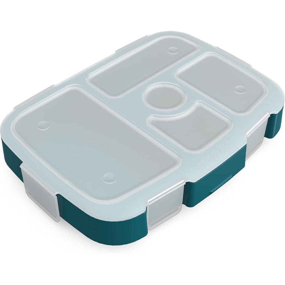 imageBentgo Kids Prints Tray with Transparent Cover  Reusable BPAFree 5Compartment Meal Prep Container with BuiltIn Portion Control for Healthy Meals At Home ampamp On the Go SafariTrains