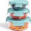 imageBentgo Glass LeakProof Food Storage Set  4Piece Glass Containers with BPAFree Airtight Lids Reusable ampamp Durable for Leftovers ampamp Meal Prep  Microwave Freezer Oven ampamp Dishwasher Safe Soft Aqua6Piece Set Soft Aqua