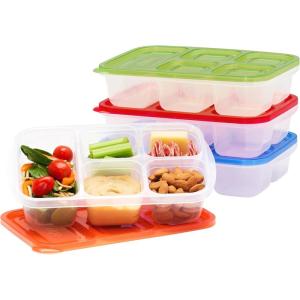 imageBentgo Easyboxes  Reusable 5Compartment Food Containers Stackable 8Piece Set 4 Trays ampamp 4 Lids BPAFree Food Storage for Meal Prep School ampamp Work Lunch Boxes wPatented Design Jewel BrightsClassic