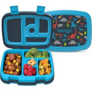 imageBentgo Kids 5Compartment LeakProof BentoStyle Lunch Box Whimsy ampamp Wonder Collection  Ideal for Ages 37 DropProof ampamp Durable Dishwasher Safe ampamp PFAS ampamp BPAFree Materials WavyDinosaur