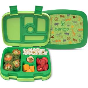 imageBentgo Kids 5Compartment LeakProof BentoStyle Lunch Box Whimsy ampamp Wonder Collection  Ideal for Ages 37 DropProof ampamp Durable Dishwasher Safe ampamp PFAS ampamp BPAFree Materials WavySafari