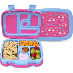 imageBentgo Kids 5Compartment LeakProof BentoStyle Lunch Box Whimsy ampamp Wonder Collection  Ideal for Ages 37 DropProof ampamp Durable Dishwasher Safe ampamp PFAS ampamp BPAFree Materials WavyRainbows and Butterflies