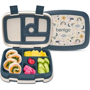 imageBentgo Kids 5Compartment LeakProof BentoStyle Lunch Box Whimsy ampamp Wonder Collection  Ideal for Ages 37 DropProof ampamp Durable Dishwasher Safe ampamp PFAS ampamp BPAFree Materials WavyFriendly Skies