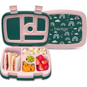 imageBentgo Kids 5Compartment LeakProof BentoStyle Lunch Box Whimsy ampamp Wonder Collection  Ideal for Ages 37 DropProof ampamp Durable Dishwasher Safe ampamp PFAS ampamp BPAFree Materials WavyGreen Rainbow