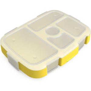 imageBentgo Kids Prints Tray with Transparent Cover  Reusable BPAFree 5Compartment Meal Prep Container with BuiltIn Portion Control for Healthy Meals At Home ampamp On the Go SafariConstruction Trucks
