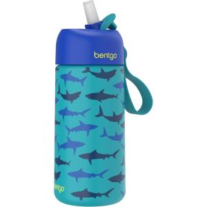 imageBentgo Kids Stainless Steel Insulated Water Bottle  LeakProof Keeps Cool for 12 Hours Durable BPAFree Dishwasher Safe 14 oz Cup for Ages 3 for SchoolSportsDaycare Rainbows ampamp ButterfliesSharks