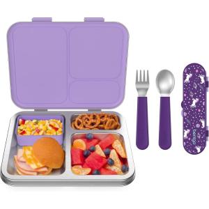 imageBentgo Kids Stainless Steel Prints Lunch Box Set With Reusable Stainless Steel Utensils Unicorn