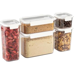 imageBentgo Pantry  10Piece Airtight Food Storage Containers Clear Stackable Kitchen ampamp Pantry Organization Locking Lids for Freshness BPAFree Plastic  Ideal for Sugar Flour ampamp More White StoneSnow