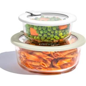 imageBentgo Signature LeakProof Glass Food Storage  10Piece Set 1Compartment PlasticFree Containers with Airtight Glass Lids BPAFree Microwave Freezer Oven ampamp Dishwasher Safe White Stone4Piece Set White Stone