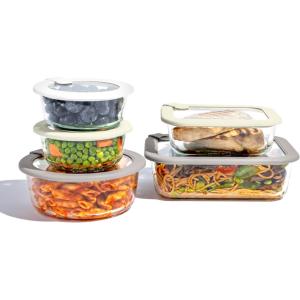imageBentgo Signature LeakProof Glass Food Storage  10Piece Set 1Compartment PlasticFree Containers with Airtight Glass Lids BPAFree Microwave Freezer Oven ampamp Dishwasher Safe White Stone10Piece Set White Stone