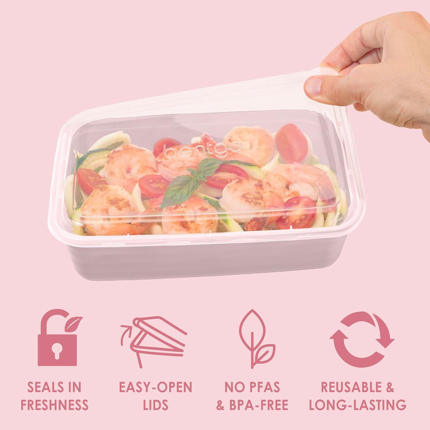 imageBentgo 20Piece Lightweight Durable Reusable BPAFree 1Compartment Containers  Microwave Freezer Dishwasher Safe  WhiteBlush Pink