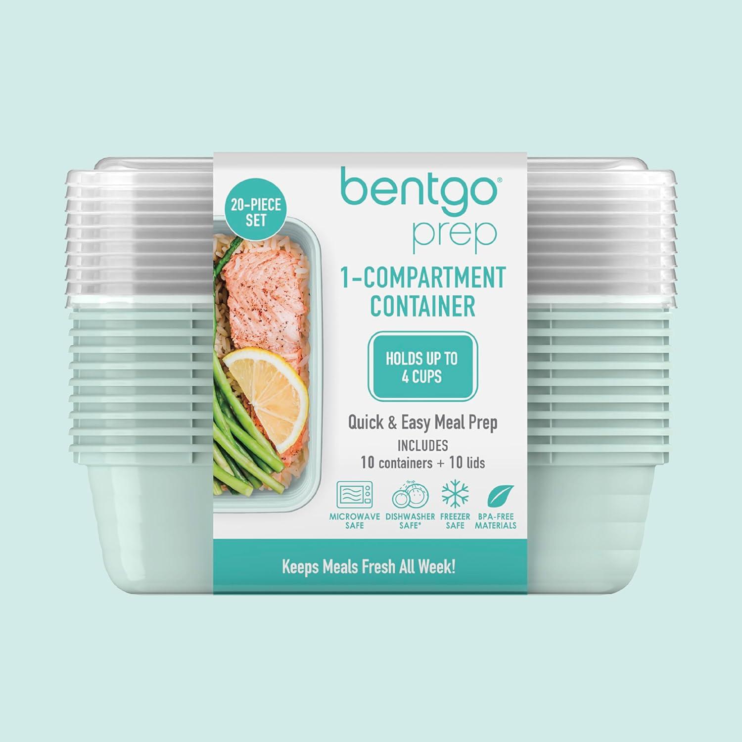imageBentgo 20Piece Lightweight Durable Reusable BPAFree 1Compartment Containers  Microwave Freezer Dishwasher Safe  WhiteMint