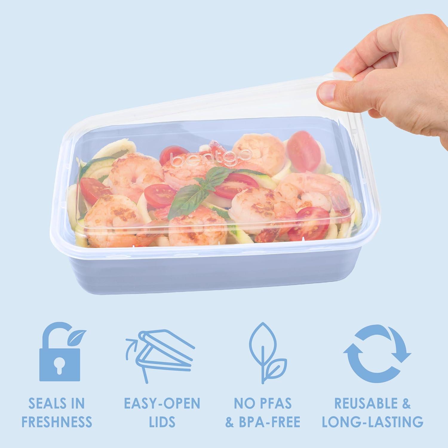 imageBentgo 20Piece Lightweight Durable Reusable BPAFree 1Compartment Containers  Microwave Freezer Dishwasher Safe  WhitePeriwinkle