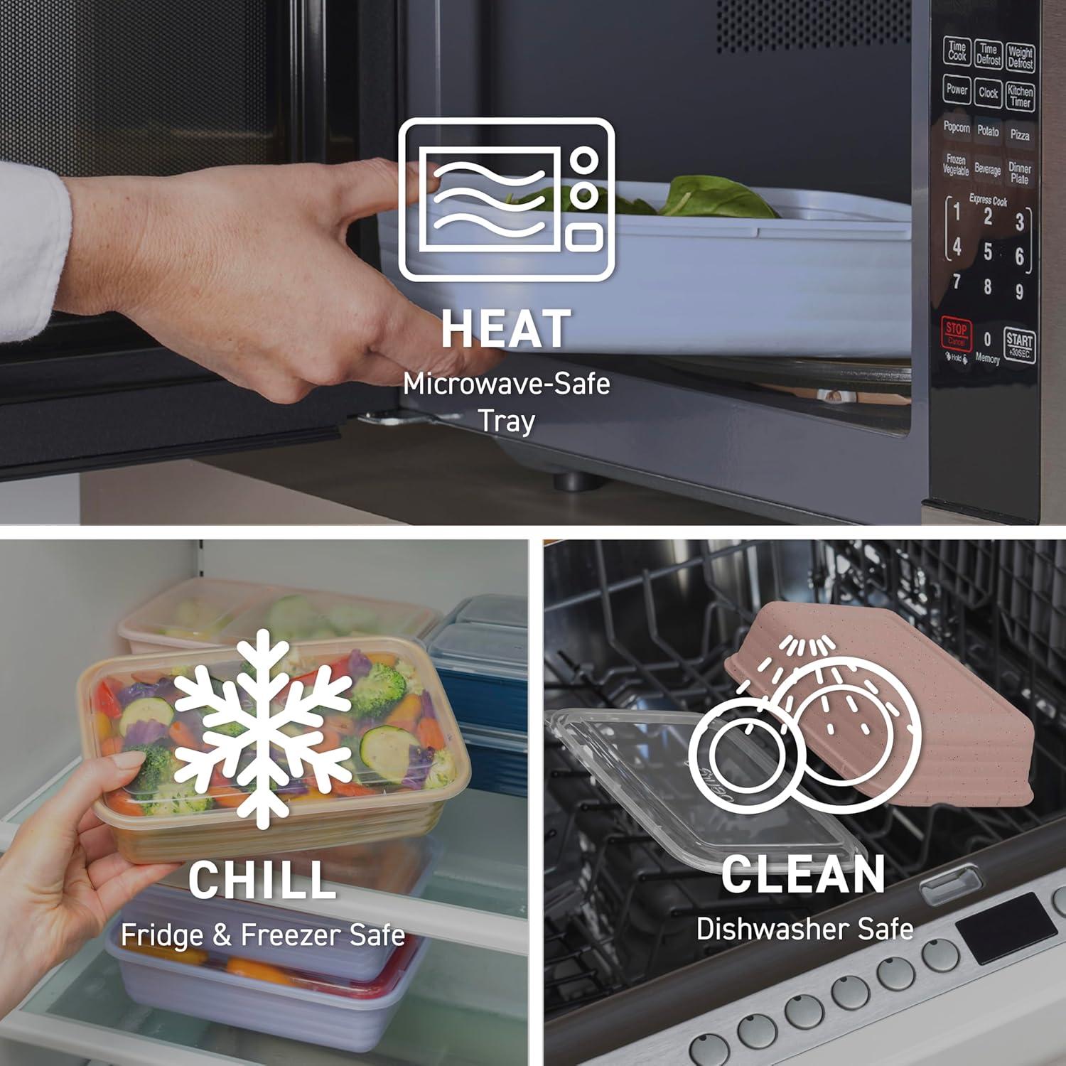 imageBentgo 20Piece Lightweight Durable Reusable BPAFree 1Compartment Containers  Microwave Freezer Dishwasher Safe  WhitePeriwinkle