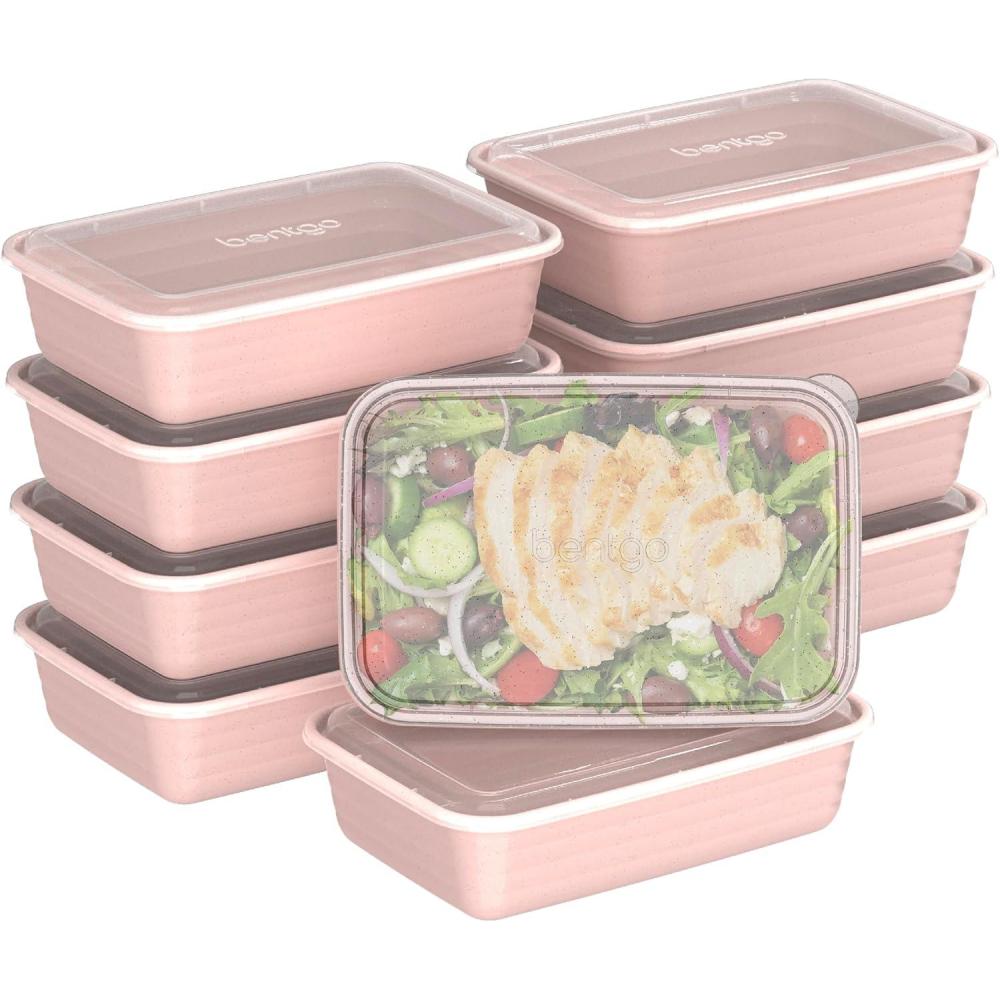 imageBentgo 20Piece Lightweight Durable Reusable BPAFree 1Compartment Containers  Microwave Freezer Dishwasher Safe  WhitePeony Glitter