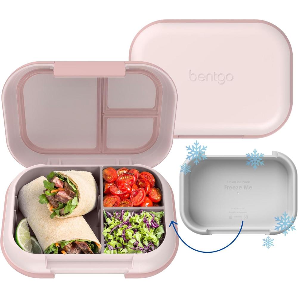 imageBentgo Chill Max LeakProof XL Lunch Box  Included Ice Pack Keeps Food Cold 5Cup Capacity for Ages 8 3 or 4 Compartment Bento Box BPAFree Dishwasher Safe Pink Cloud ampamp BlushPink Cloud  Blush