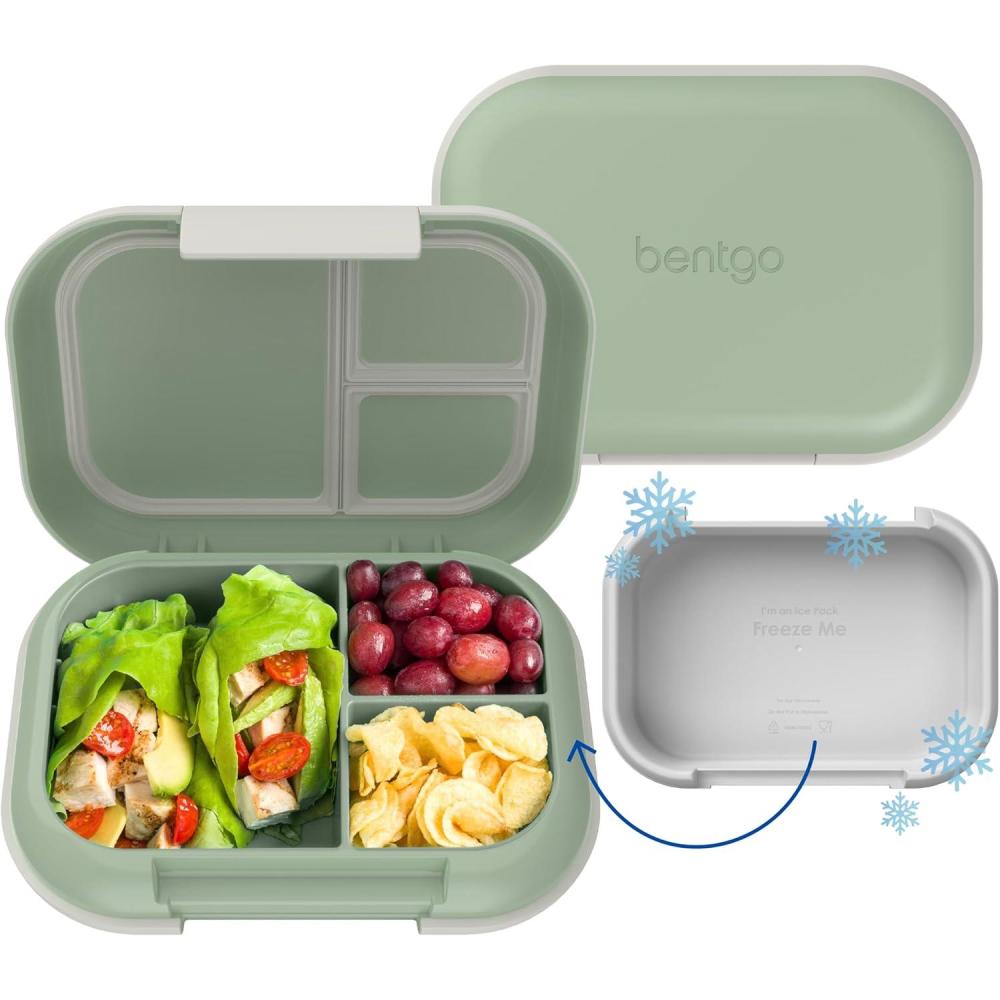 imageBentgo Chill Max LeakProof XL Lunch Box  Included Ice Pack Keeps Food Cold 5Cup Capacity for Ages 8 3 or 4 Compartment Bento Box BPAFree Dishwasher Safe Pink Cloud ampamp BlushClay Green  Gray