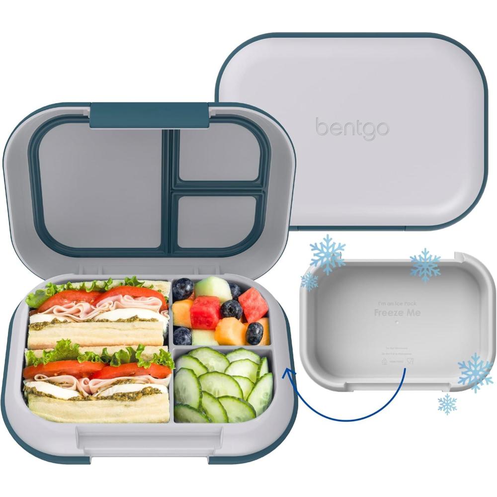 imageBentgo Chill Max LeakProof XL Lunch Box  Included Ice Pack Keeps Food Cold 5Cup Capacity for Ages 8 3 or 4 Compartment Bento Box BPAFree Dishwasher Safe Pink Cloud ampamp BlushFog  Deep Teal