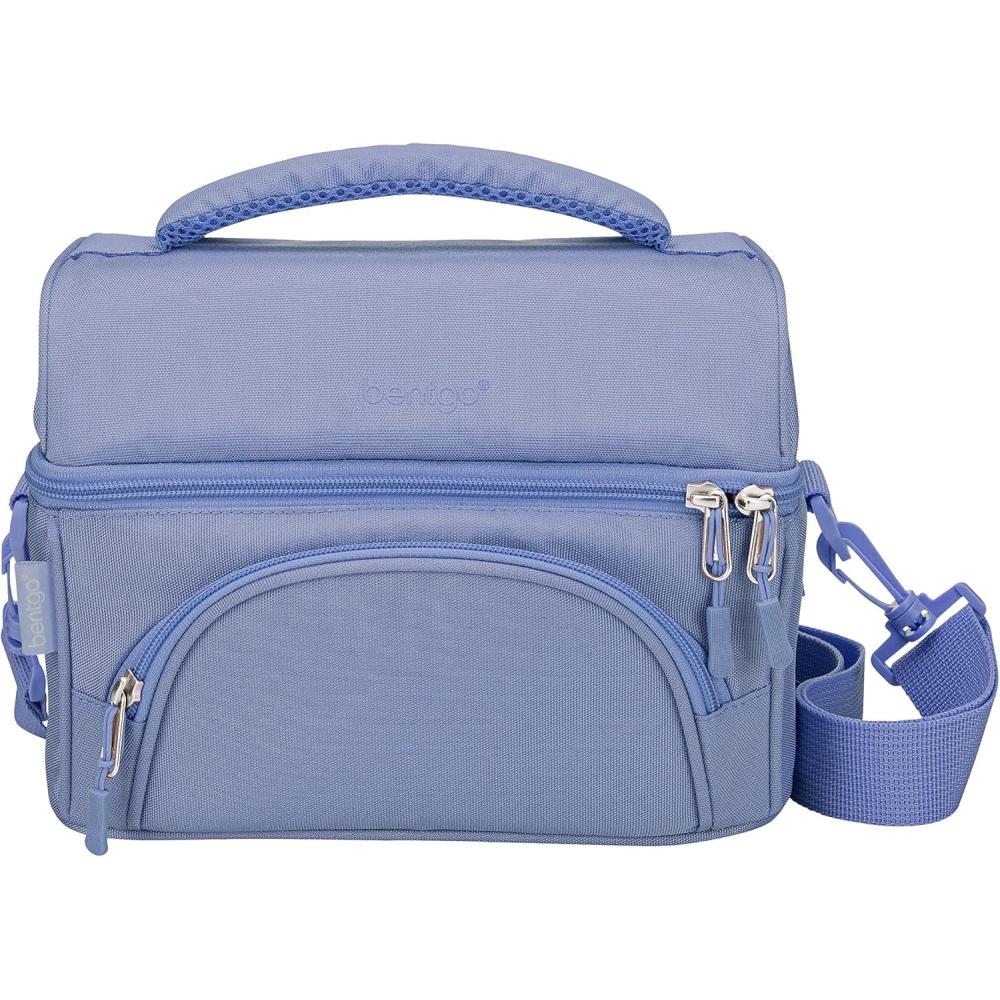 imageBentgo Deluxe Lunch Bag  Durable and Insulated Lunch Tote with Zippered Outer Pocket Internal Mesh Pocket Padded ampamp Adjustable Straps ampamp 2Way Zippers  Fits Most Lunch Boxes Carbon BlackSlate