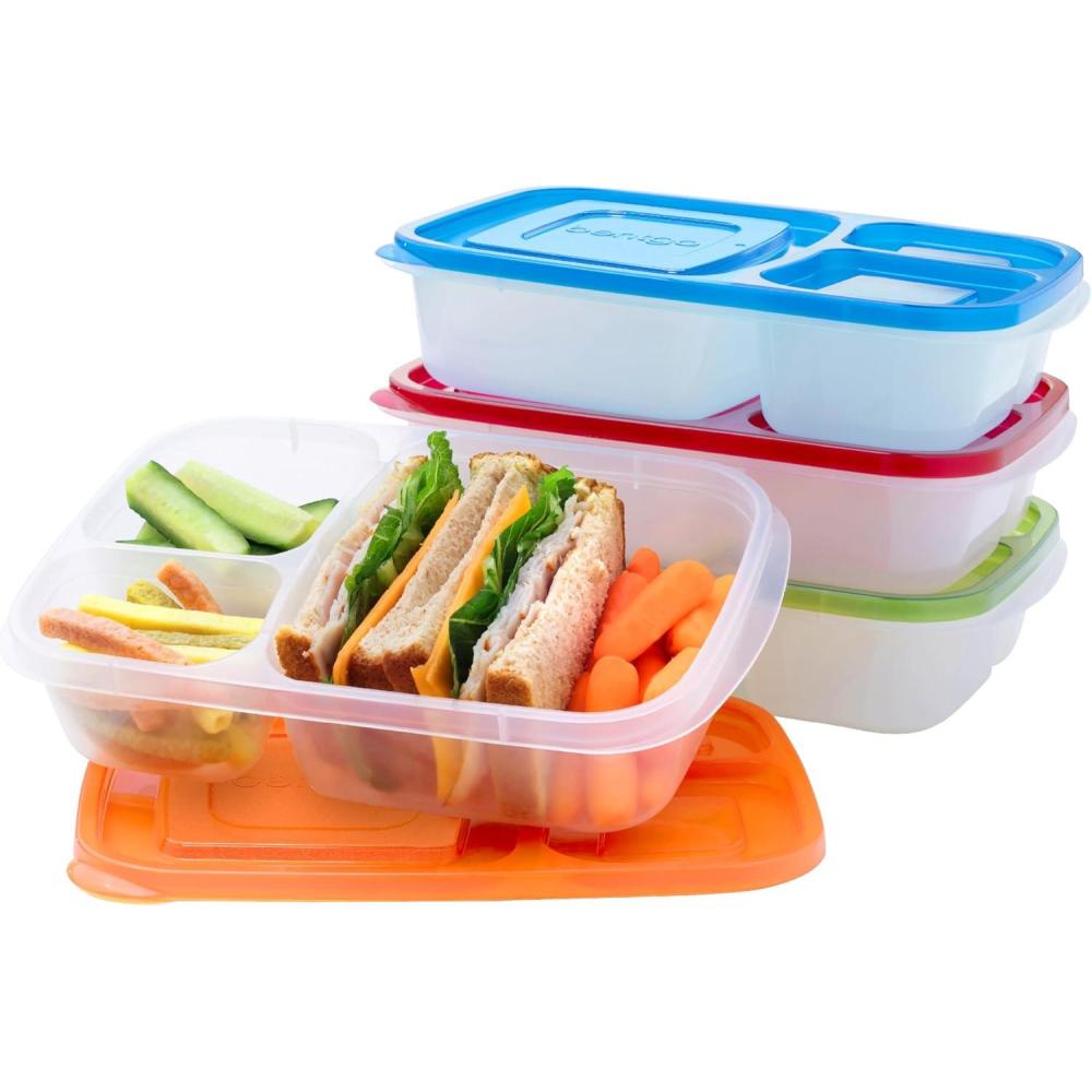 imageBentgo Easyboxes  Original Stackable Lunch Boxes  Reusable 3Compartment Food Containers for Kids and Adults  Bento Lunch Box for Meal Prep School ampamp Work  BPA Free Set of 4 ClassicClassic