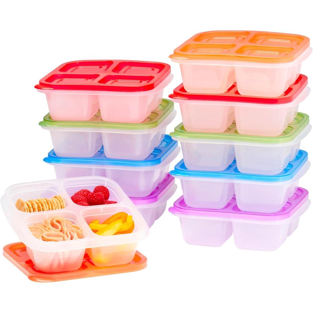 imageBentgo Easyboxes 4Compartment Snack Containers  20Piece Set with 10 Trays ampamp 10 CustomFit Lids to Seal in Freshness  Reusable Food Storage ampamp Meal Prep Bento BPAFree Containers Jewel BrightsClassic