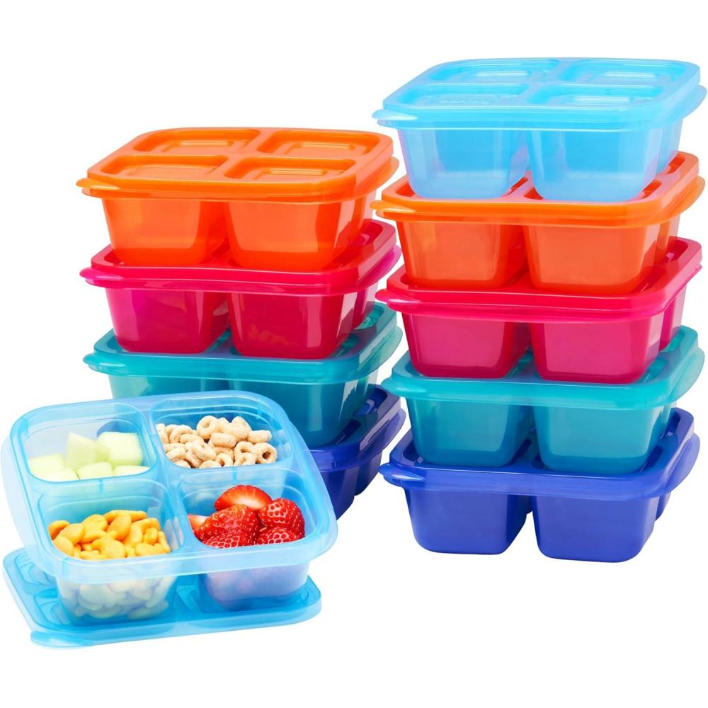 imageBentgo Easyboxes 4Compartment Snack Containers  20Piece Set with 10 Trays ampamp 10 CustomFit Lids to Seal in Freshness  Reusable Food Storage ampamp Meal Prep Bento BPAFree Containers Jewel BrightsJewel Brights