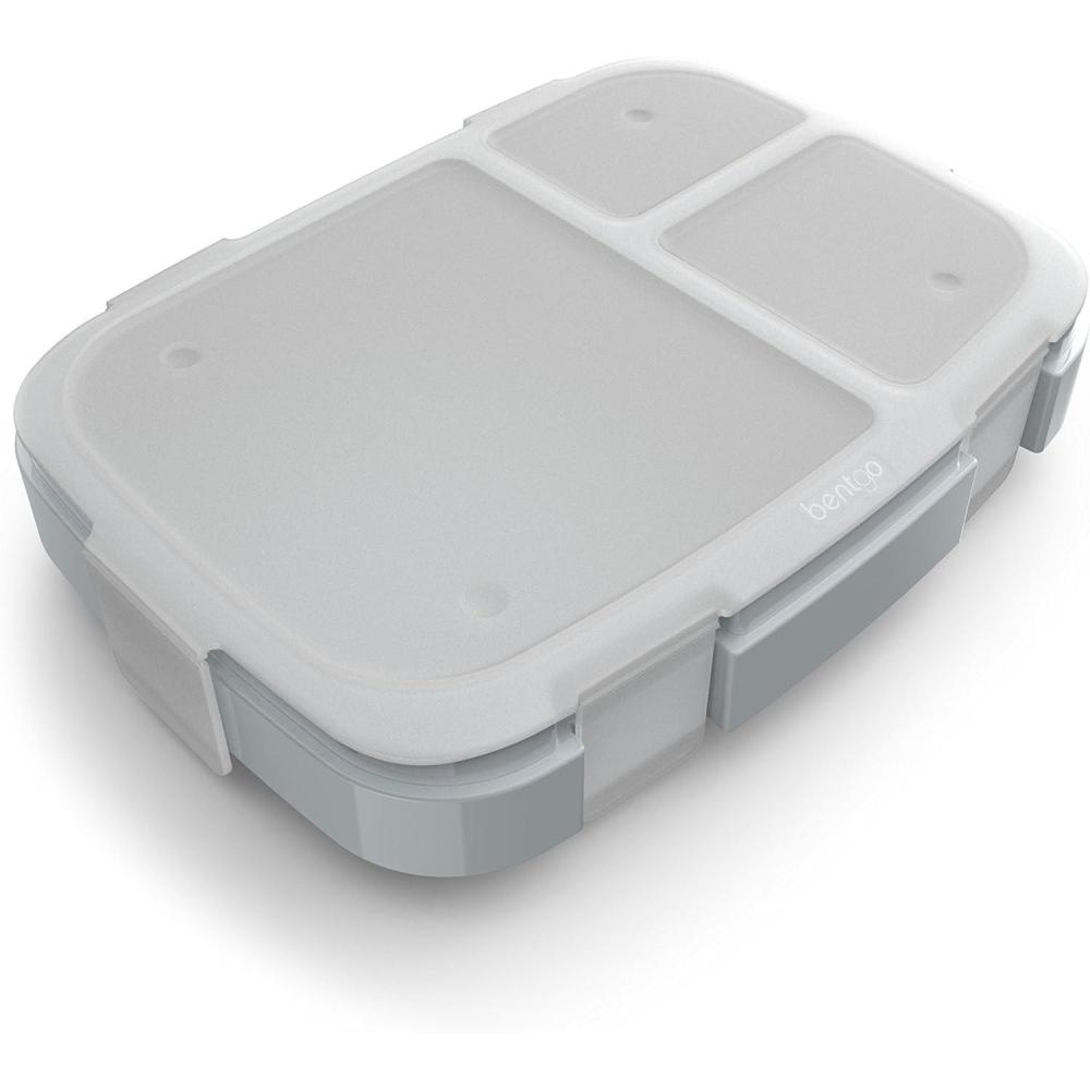 imageBentgo Fresh Tray Green with Transparent Cover  Reusable BPAFree 4Compartment Meal Prep Container with BuiltIn Portion Control for Healthy AtHome Meals and OntheGo LunchesGray