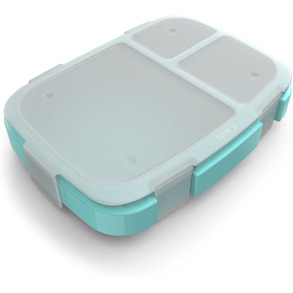 imageBentgo Fresh Tray Green with Transparent Cover  Reusable BPAFree 4Compartment Meal Prep Container with BuiltIn Portion Control for Healthy AtHome Meals and OntheGo LunchesAqua