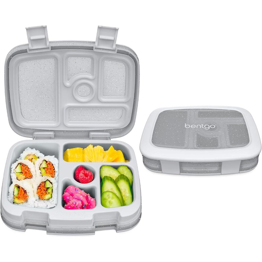 imageBentgo Kids 5Compartment Lunch Box  Confetti Design for School Ideal for Ages 37 LeakProof DropProof Dishwasher Safe ampamp Made with PFAS ampamp BPAFree Materials Confetti Edition  Abyss BlueGlitter Edition  Silver