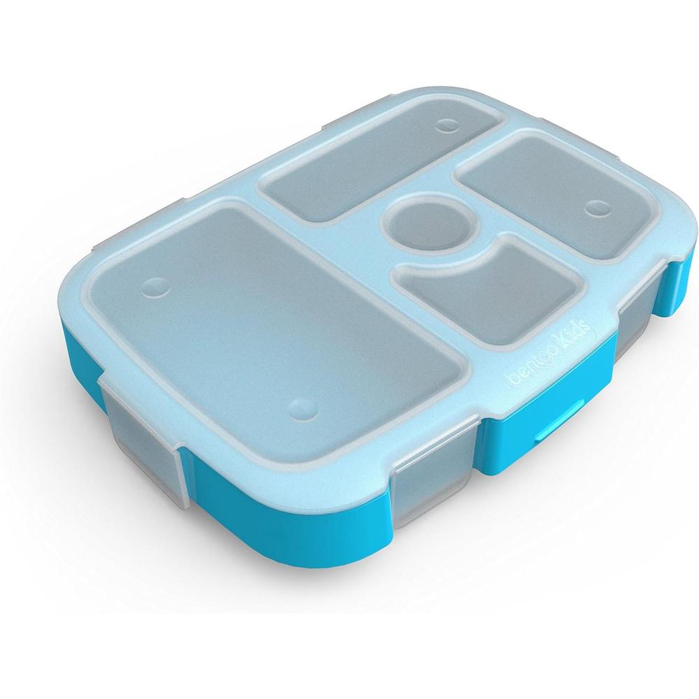 imageBentgo Kids Brights Tray Violet with Transparent Cover  Reusable BPAFree 5Compartment Meal Prep Container with BuiltIn Portion Control for Healthy AtHome Meals and OntheGo LunchesTurquoise