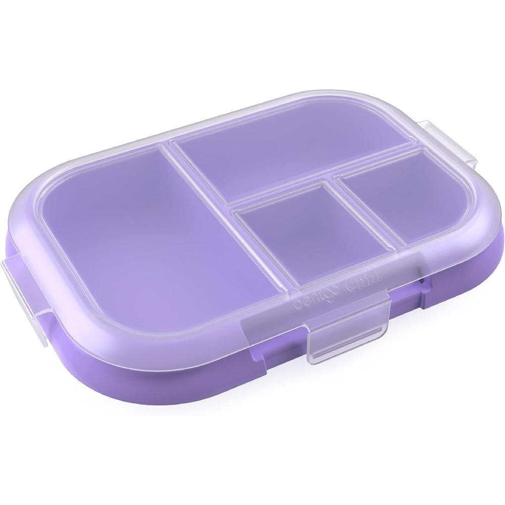imageBentgo Kids Chill Tray with Transparent Cover  Reusable BPAFree 4Compartment Meal Prep Container with BuiltIn Portion Control for Healthy OntheGo Lunches Confetti Edition Vivid OrchidPurple